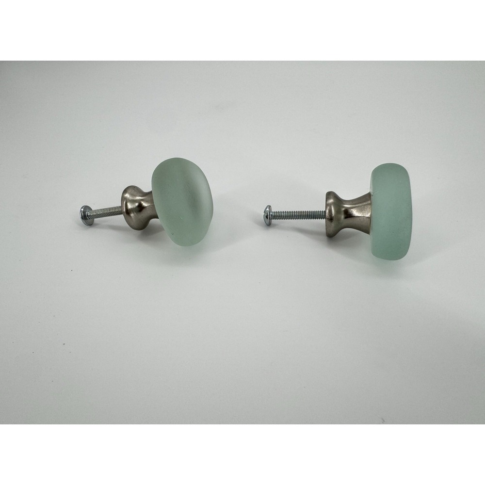 Liberty Seaglass 1.5 In. Vintage Aqua And Nickel Round Cabinet Knob Lot Of 2 - Picture 2 of 6